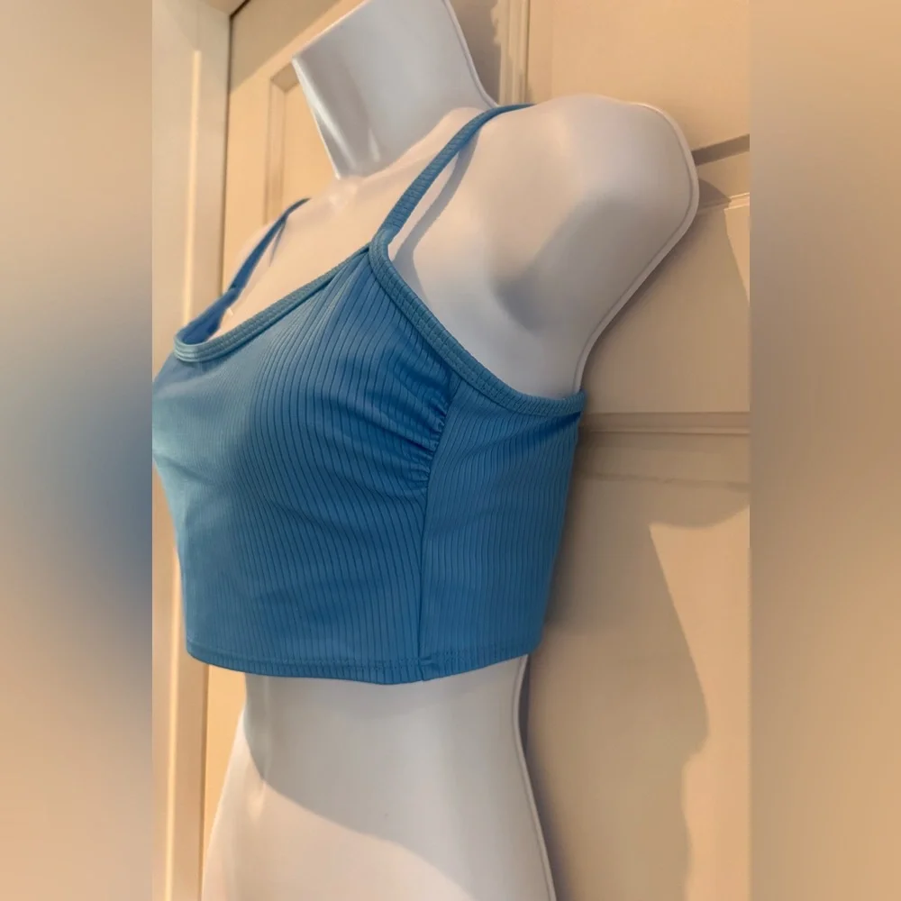 Wild Fable Ribbed Longline Bikini Top Blue S 4-6